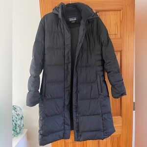 Patagonia Women’s Black Hooded Long Puffer Coat